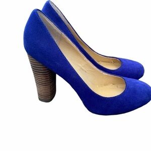 Steve Madden Cobalt Blue Suede stacked wood Heels